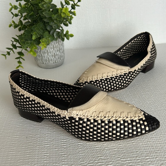 Tory Burch Black and Cream Checkered Flats - Picture 1 of 16